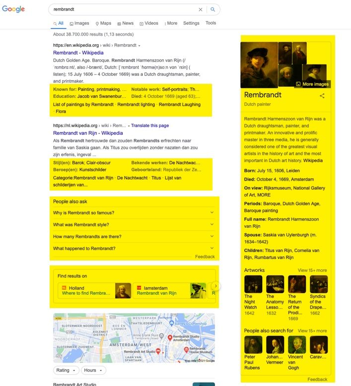 Marked information is made with Knowledge Graph of Rembrandt